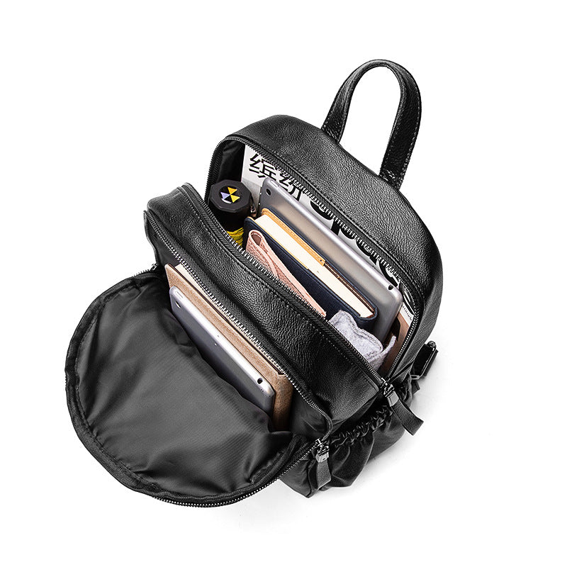 Women's Spring Fashion Cowhide Lychee Pattern Backpacks