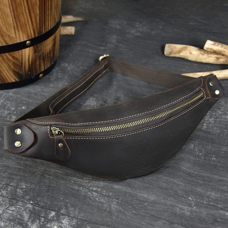 Women's & Men's & Retro Crazy Horse Leather Simple Fashion Genuine Men's Waist Packs