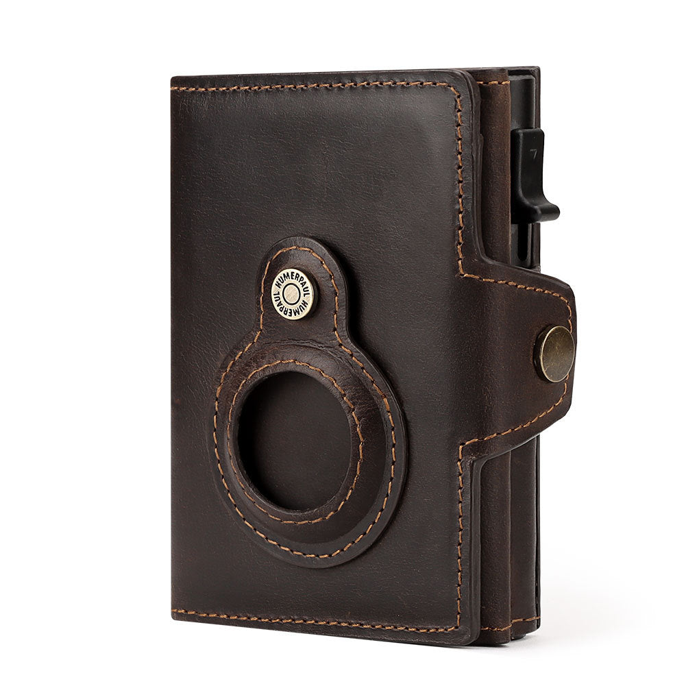 First Layer Cowhide Automatic Delivery Metal Card Holder