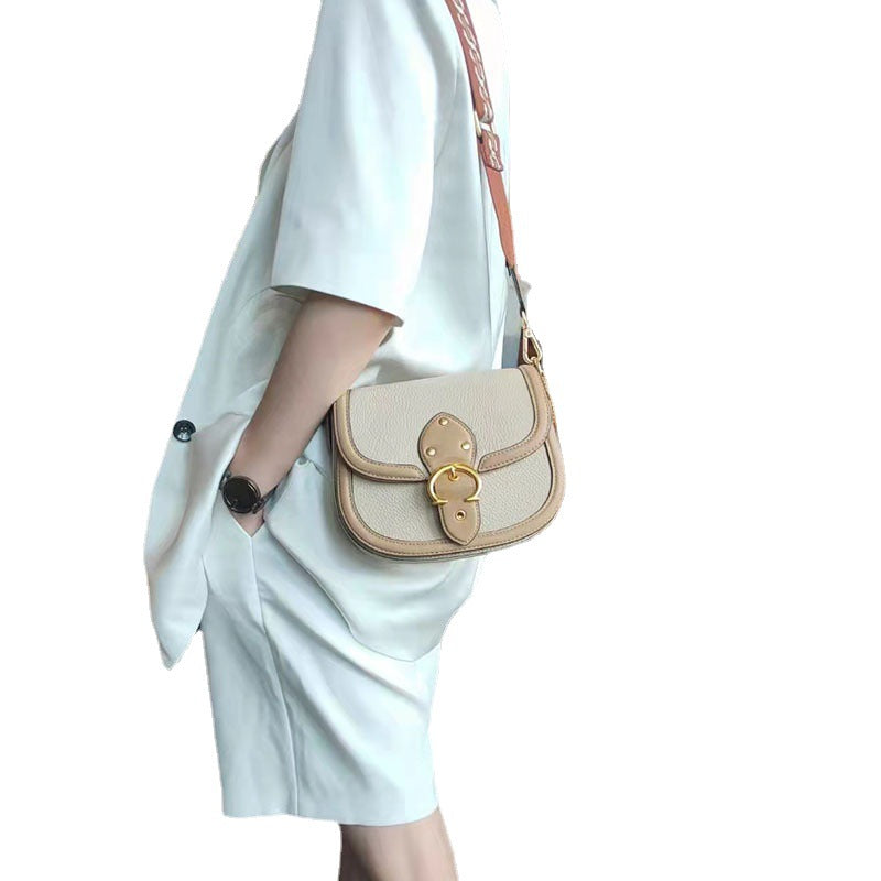 Women's Saddle Korean Color Contrast Patchwork Personality Crossbody Bags
