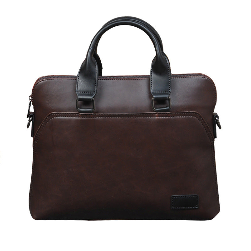 Men's Crazy Horse Leather Horizontal Retro Business Men's Handbags
