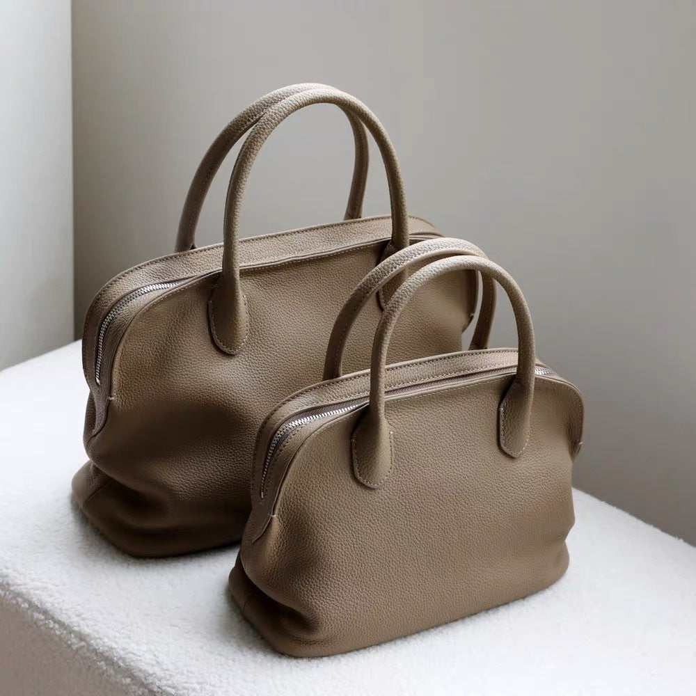 Women's Simple Bowling Top Layer Cowhide Shell Handbags