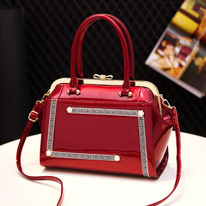 Women's Classic Bright Leather Large Capacity Handbags