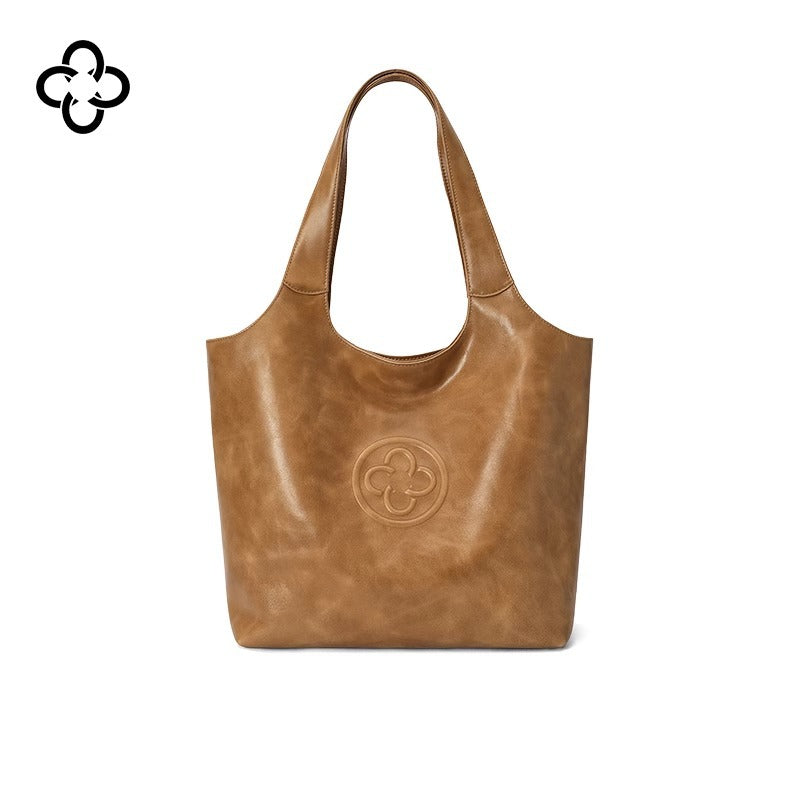 Women's High Quality Underarm Leather Retro Large Tote Bags