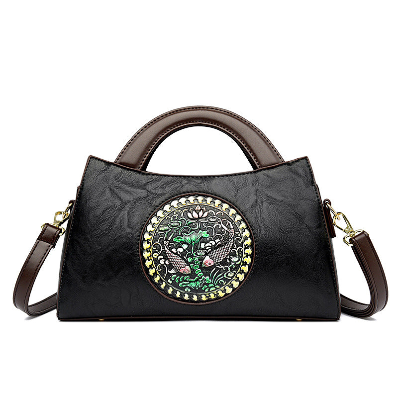 Women's Artistic National Style Stitching Fashion Saddle Bags