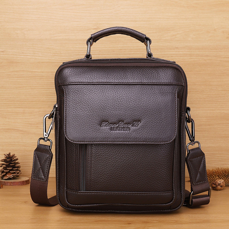 Men's Leather Vertical Business First Layer Cowhide Men's Shoulder Bags