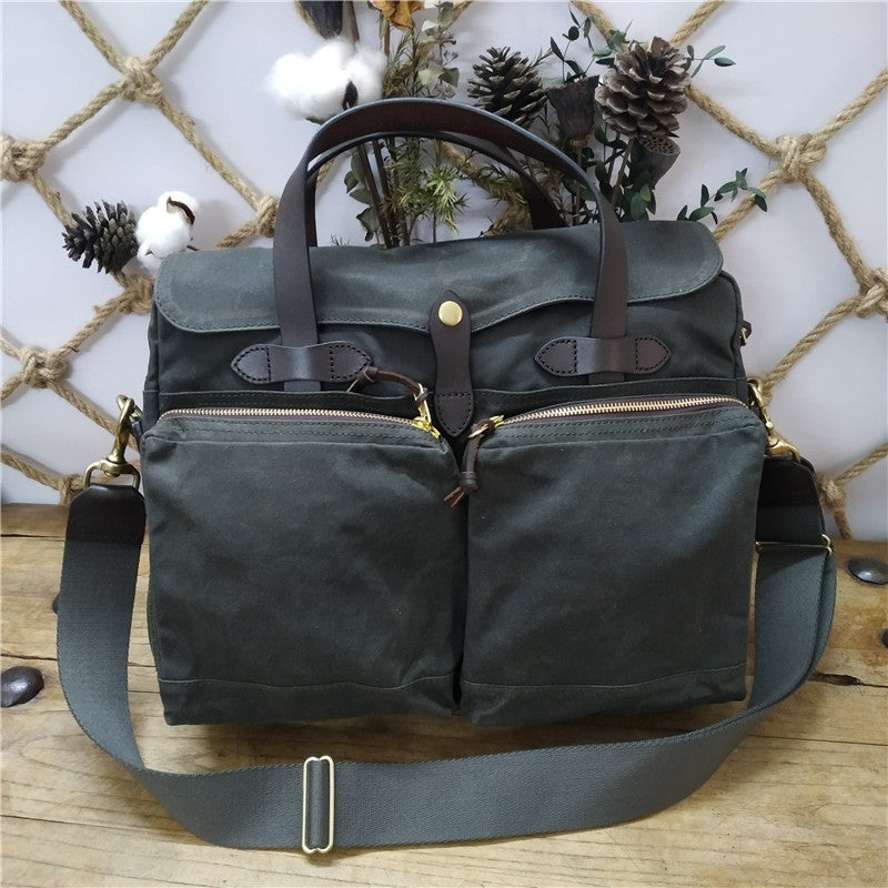 Men's Oil Wax Canvas Official Document Computer Men's Briefcases