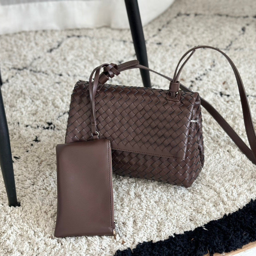 Women's Leather Handmade Woven High Sense Cowhide Crossbody Bags