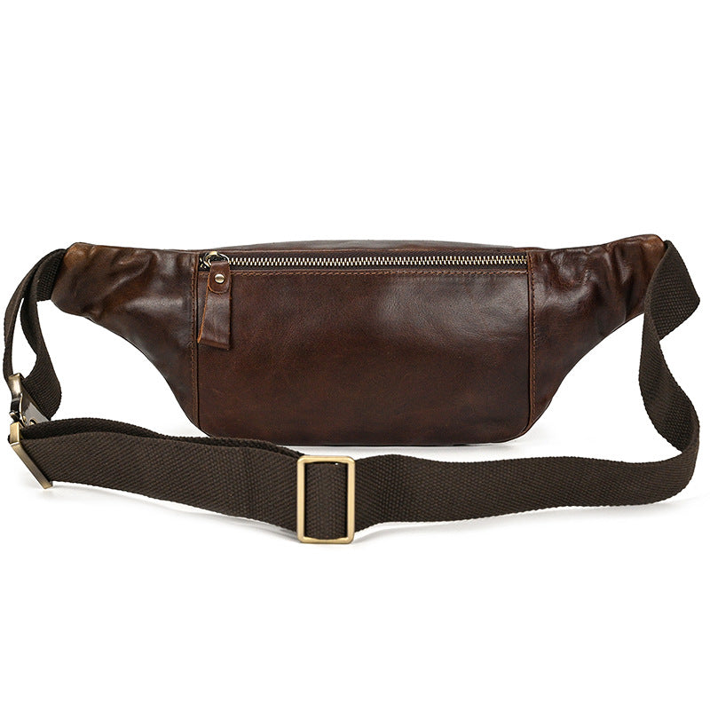 Women's & Men's & Genuine Leather Oil Brown Vintage Men's Chest Bags