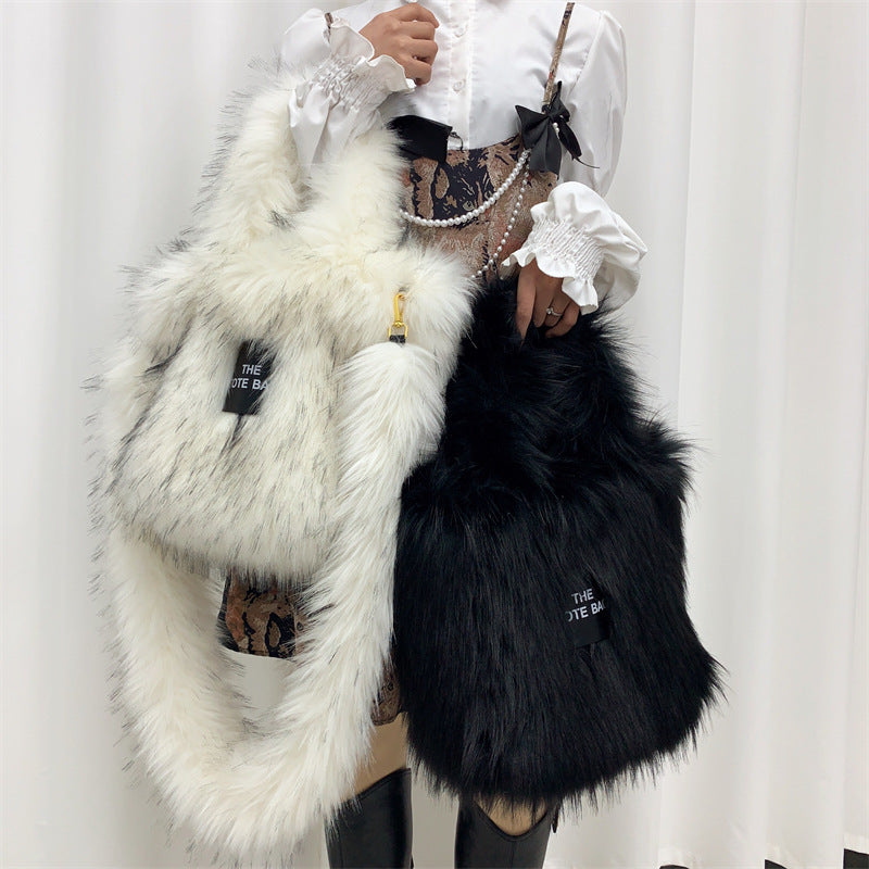 Raccoon Fur Plush Large Capacity Totes Tote Bags