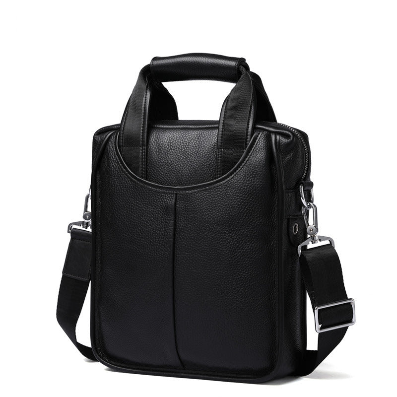 Men's Genuine Leather Business Vertical Cowhide Large Men's Shoulder Bags