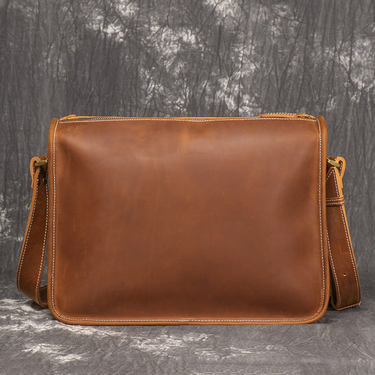 Women's & Men's & Crazy Horse Leather Retro Genuine Men's Shoulder Bags