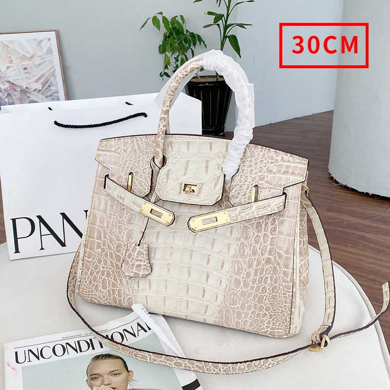 Women's Genuine Leather Crocodile Bone Cowhide Fashion Handbags