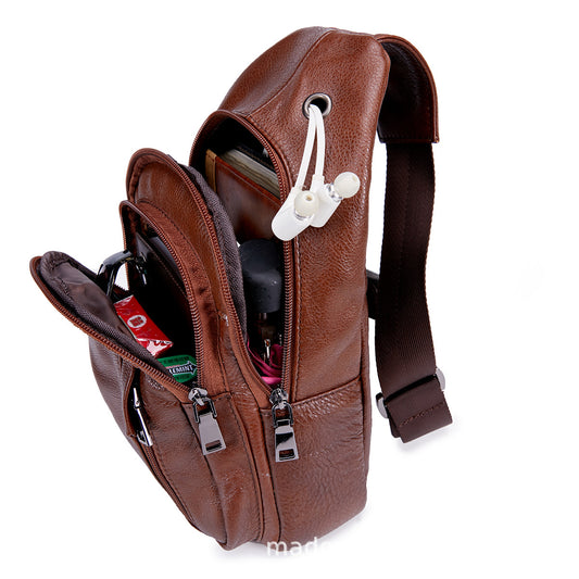Women's & Men's & Genuine Leather Fashion Cattlehide Men's Chest Bags