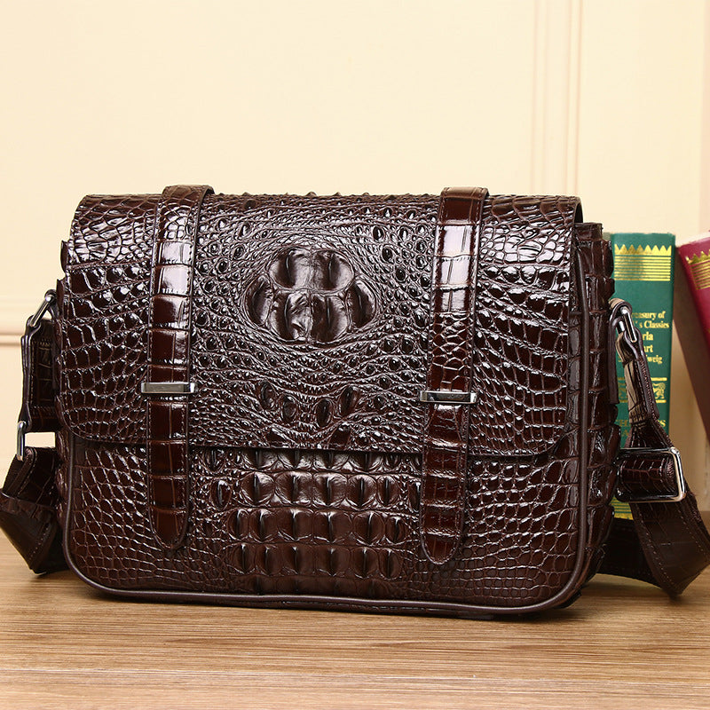 Men's Simple Cambridge Genuine Leather Crocodile Pattern Men's Messenger Bags