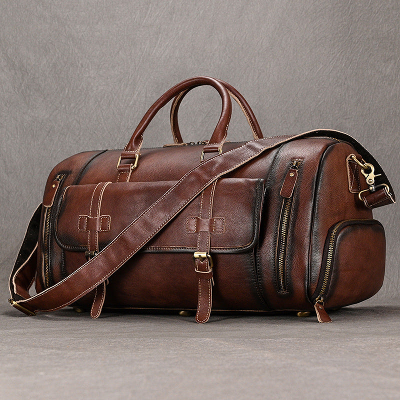 Men's Leather Traveling Large Capacity Cowhide With Travel Bags