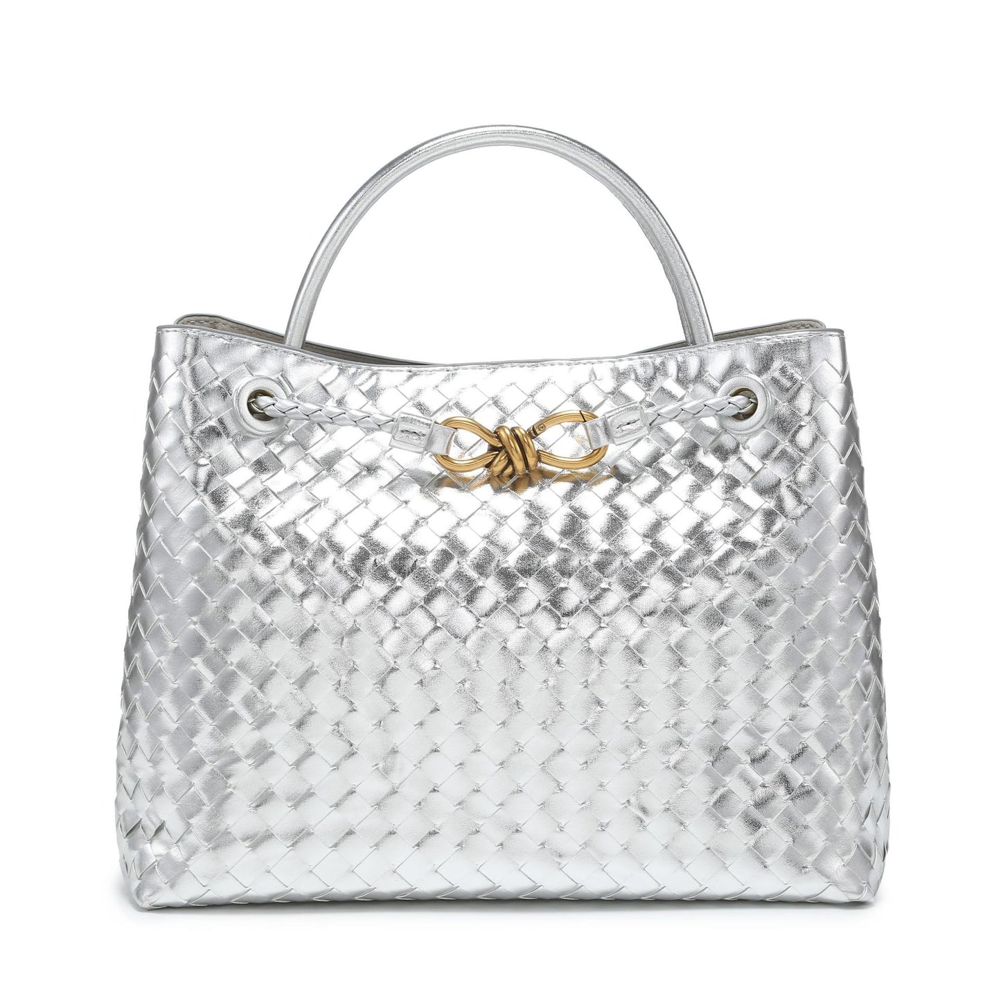 Woven Metal Cord Fastener Large Capacity Crossbody Bags