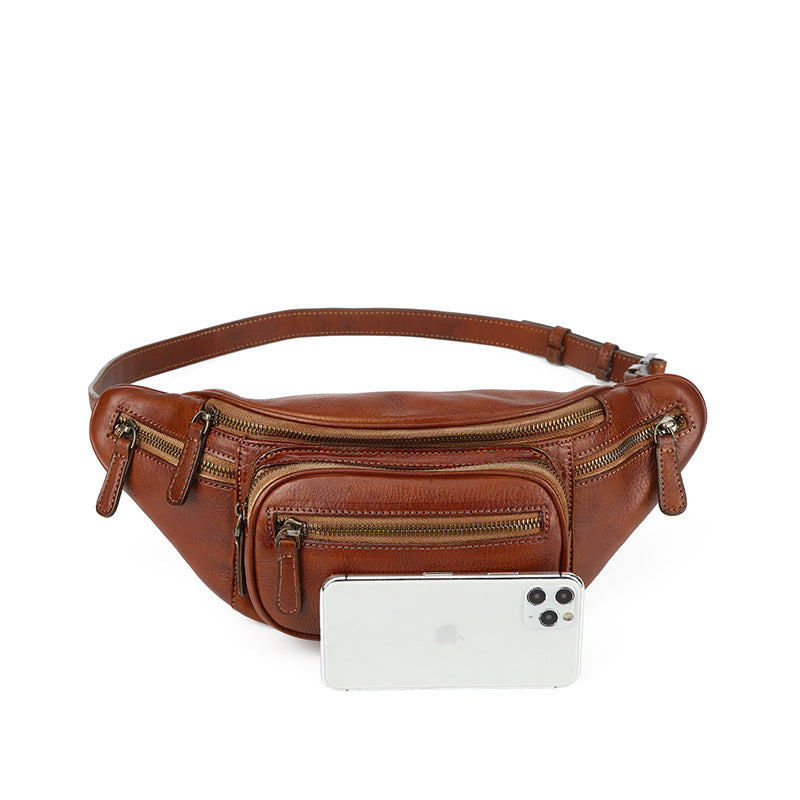 Women's & Men's & Retro First Layer Cowhide Motorcycle Men's Waist Packs