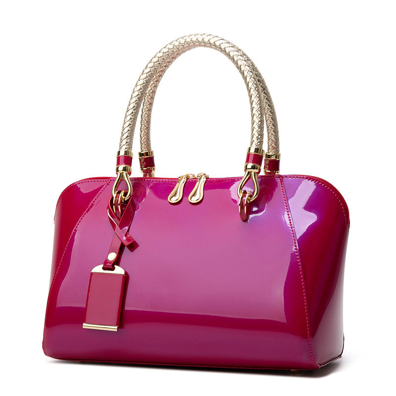 Women's Patent Leather Shiny Boston Fashion Shoulder Bags