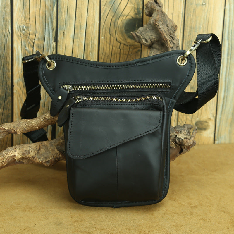 Men's Top Layer Crazy Horse Skin Trendy Cool Leather Tactics Men's Waist Packs