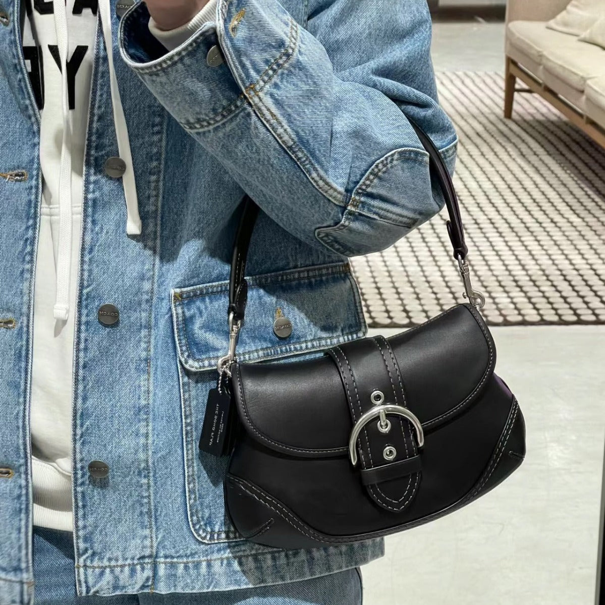 Women's Pea Leather Retro Trendy Solid Color Armpit Bags