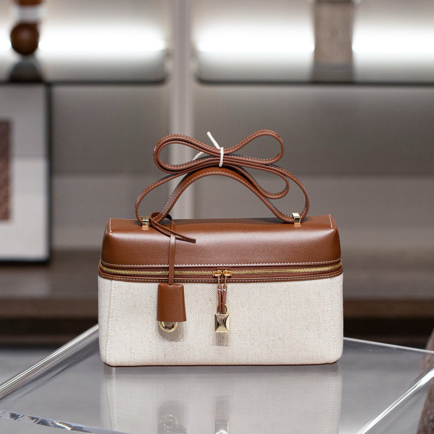 Genuine Leather Retro Cowhide Lunch Box Large Bags