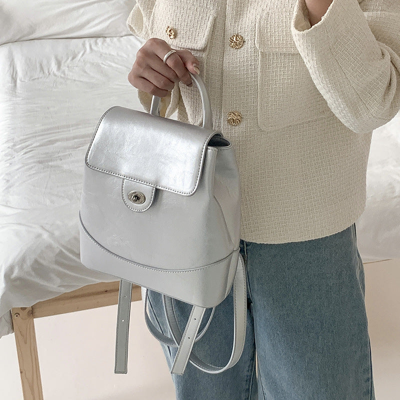Oil Wax Leather Flip Wild Retro Backpacks