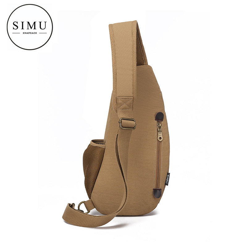 Men's Canvas Trendy Korean Style Retro Riding Men's Chest Bags