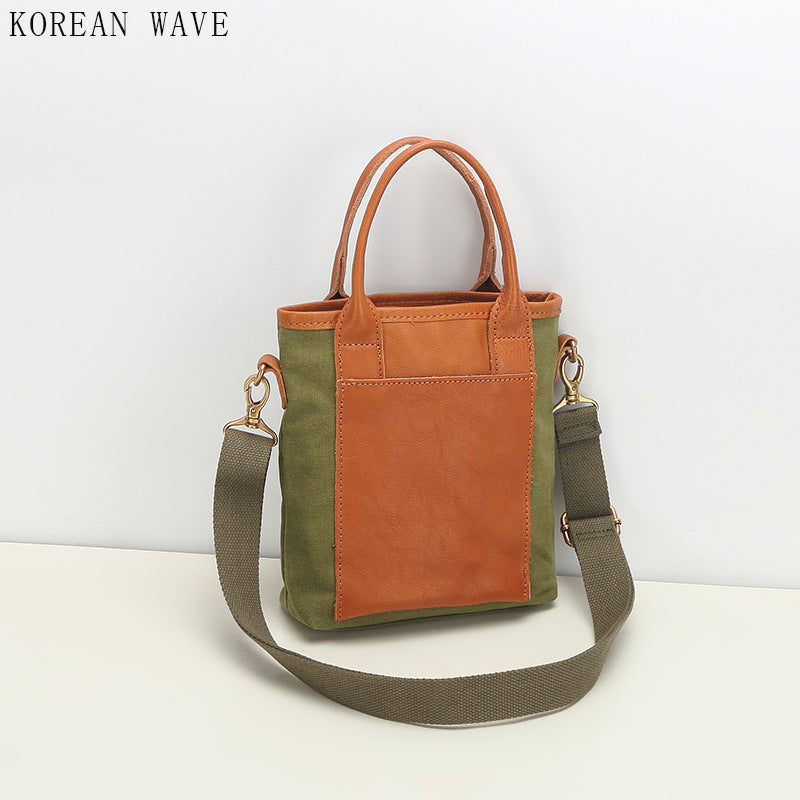 Women's Design Canvas With Leather Daily Commuter Small Square Bags