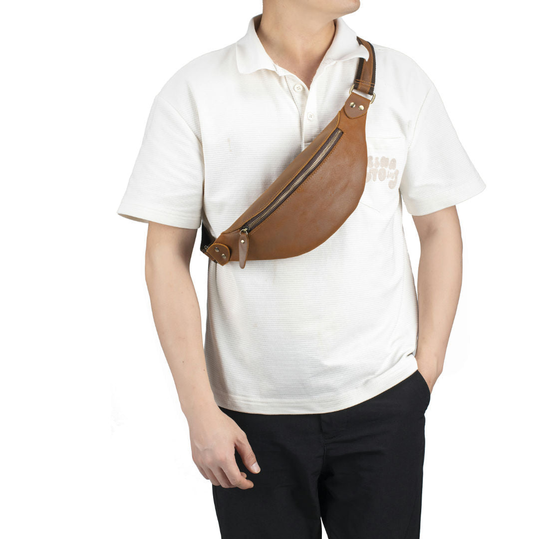 Men's Los Retro Crazy Horse Leather Trendy Men's Waist Packs