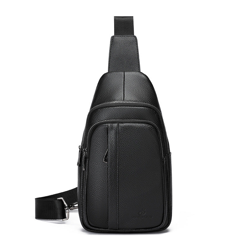 Men's Leather First Layer Cowhide High-grade Large Men's Chest Bags