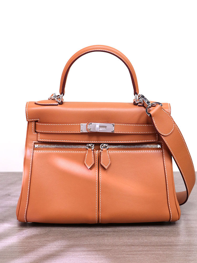 Home Double Zipper Imported Top Layer Crossbody Bags