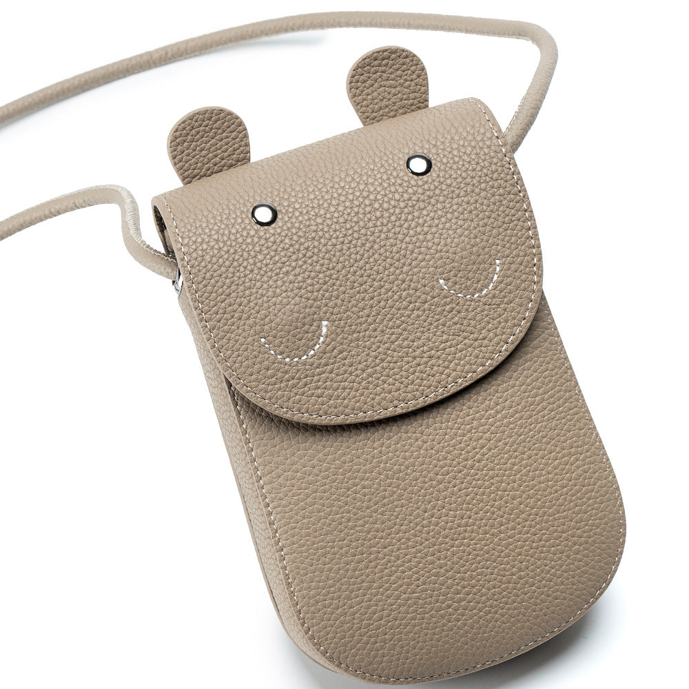 Women's Leather Niche Cute Mini Hippo Mobile Phone Bags