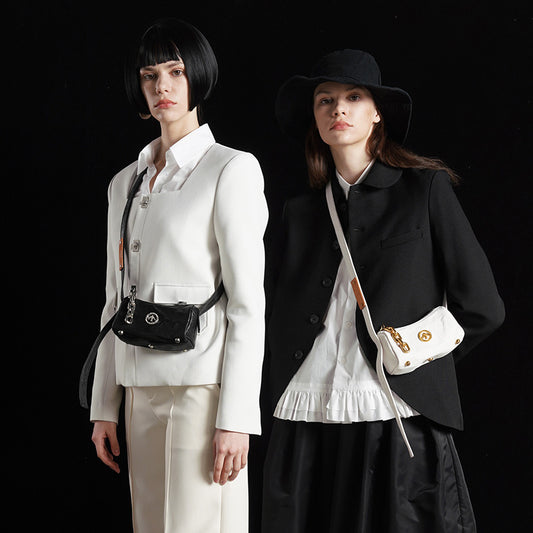 Women's & Men's & Black Stone Pleated Leather Soft Bags