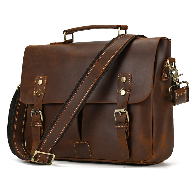 Leather Inch Computer Crazy Horse First Men's Briefcases