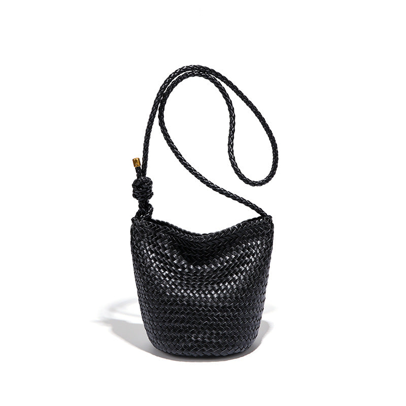 Women's French Style Retro Hand-woven Large Capacity Bucket Bags