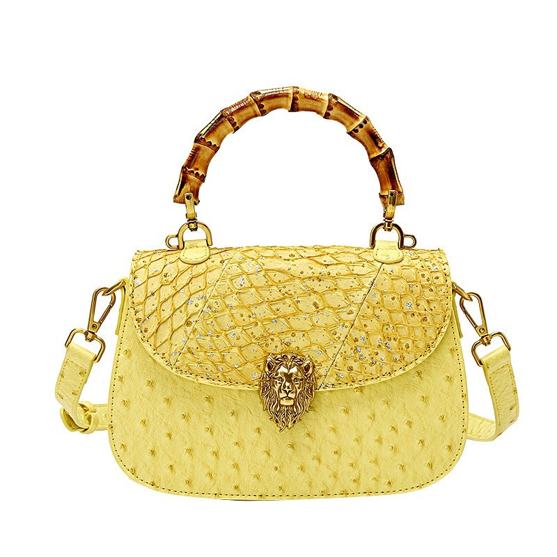 High-grade Genuine Leather Ostrich Grain Bamboo Crossbody Bags