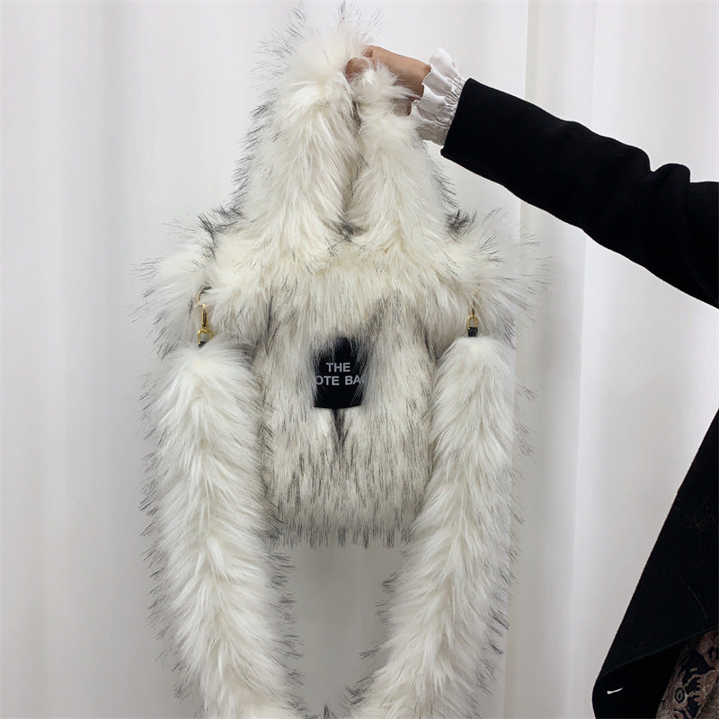 Raccoon Fur Plush Large Capacity Totes Tote Bags