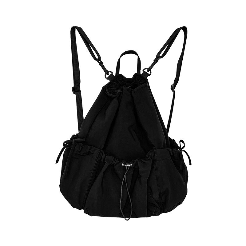 Women's Drawstring Leather Large Capacity Personalized Simple Backpacks