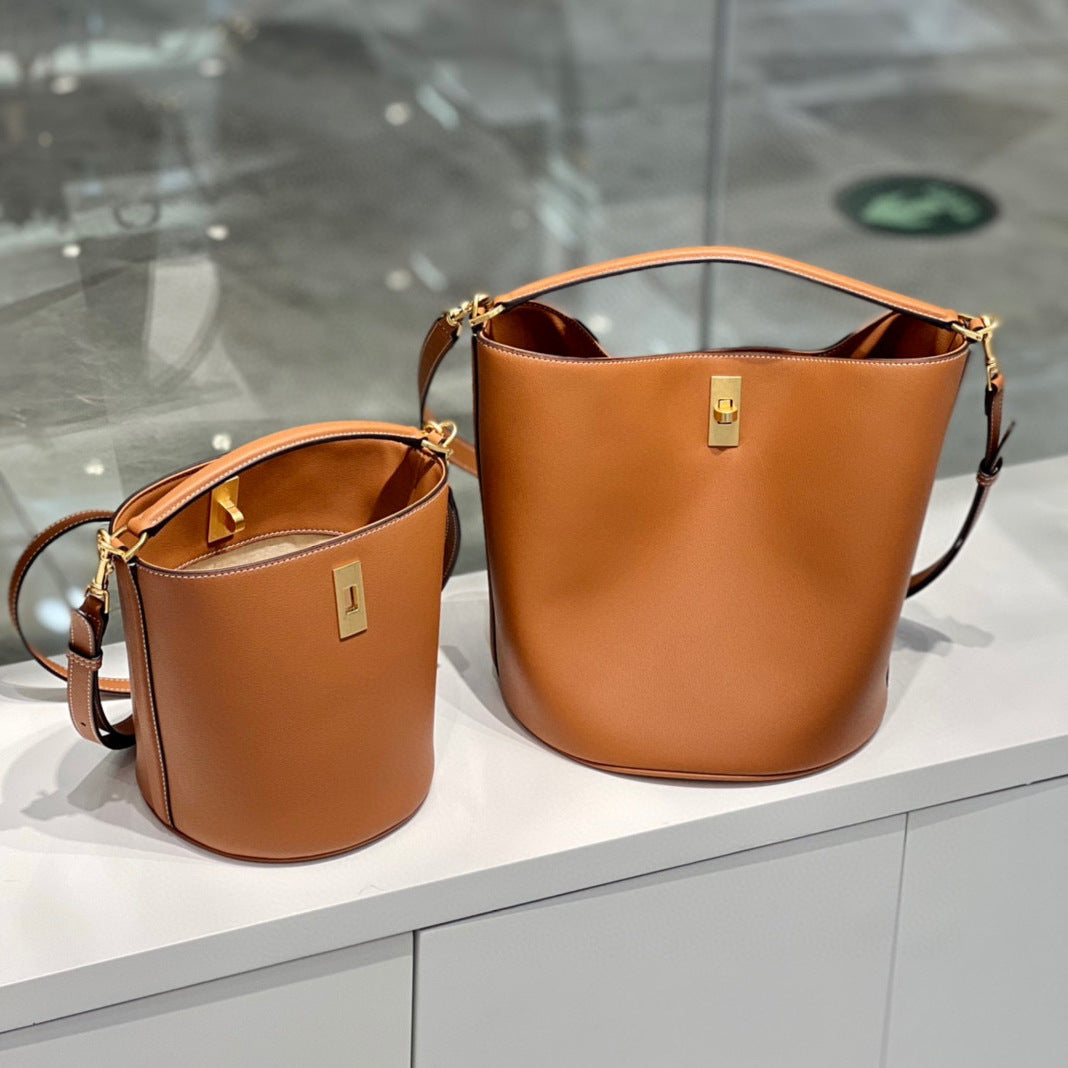 Arc Leather First Layer Cowhide Large Bucket Bags