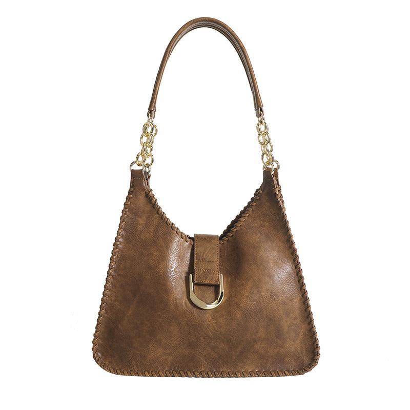 Women's Vintage Weave Soft Leather Underarm Mother Shoulder Bags