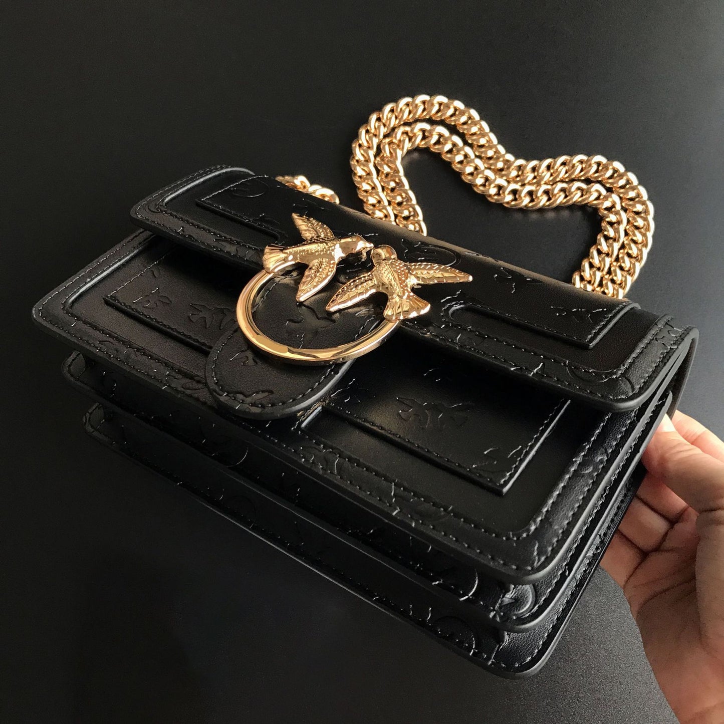 Women's Genuine Leather High Quality Embossed Chain Armpit Bags