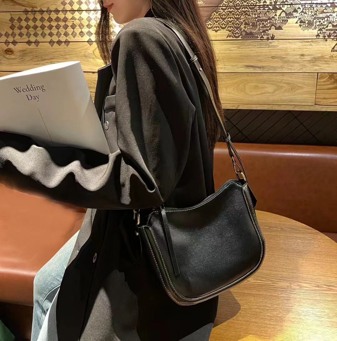 Women's Leather Underarm Layer Cowhide Retro Soft Shoulder Bags