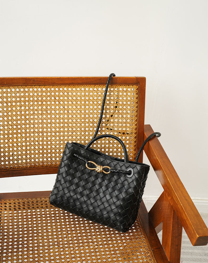 Woven Metal Bends Hitches Authentic Leather Weave Large Capacity Armpit Bags