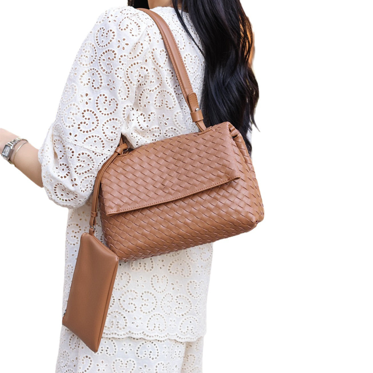 Women's Leather Handmade Woven High Sense Cowhide Crossbody Bags