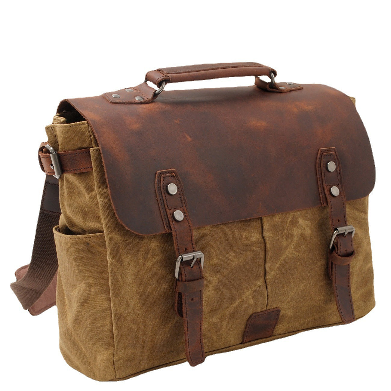 Men's Vintage Oil Wax Canvas With Top Layer Men's Briefcases
