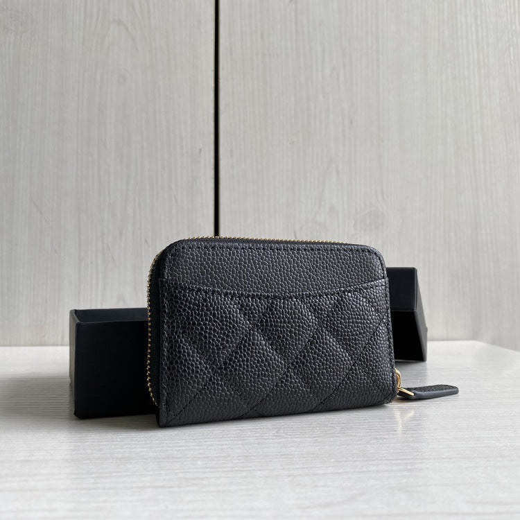 Women's Caviar Pattern Cowhide Classic Style Genuine Card Holder