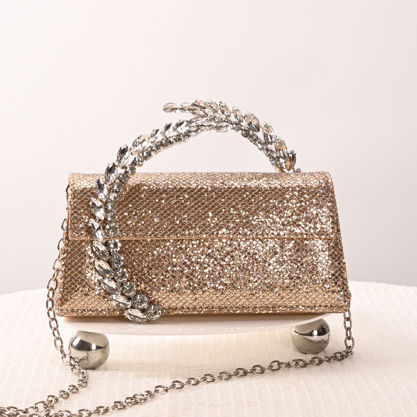 Women's Innovative Rhinestone Diamond Satin Dinner Small Square Bags