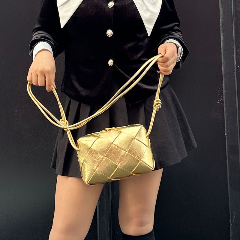 Fashion Cowhide Hand-woven Bends Hitches Portable Shoulder Bags
