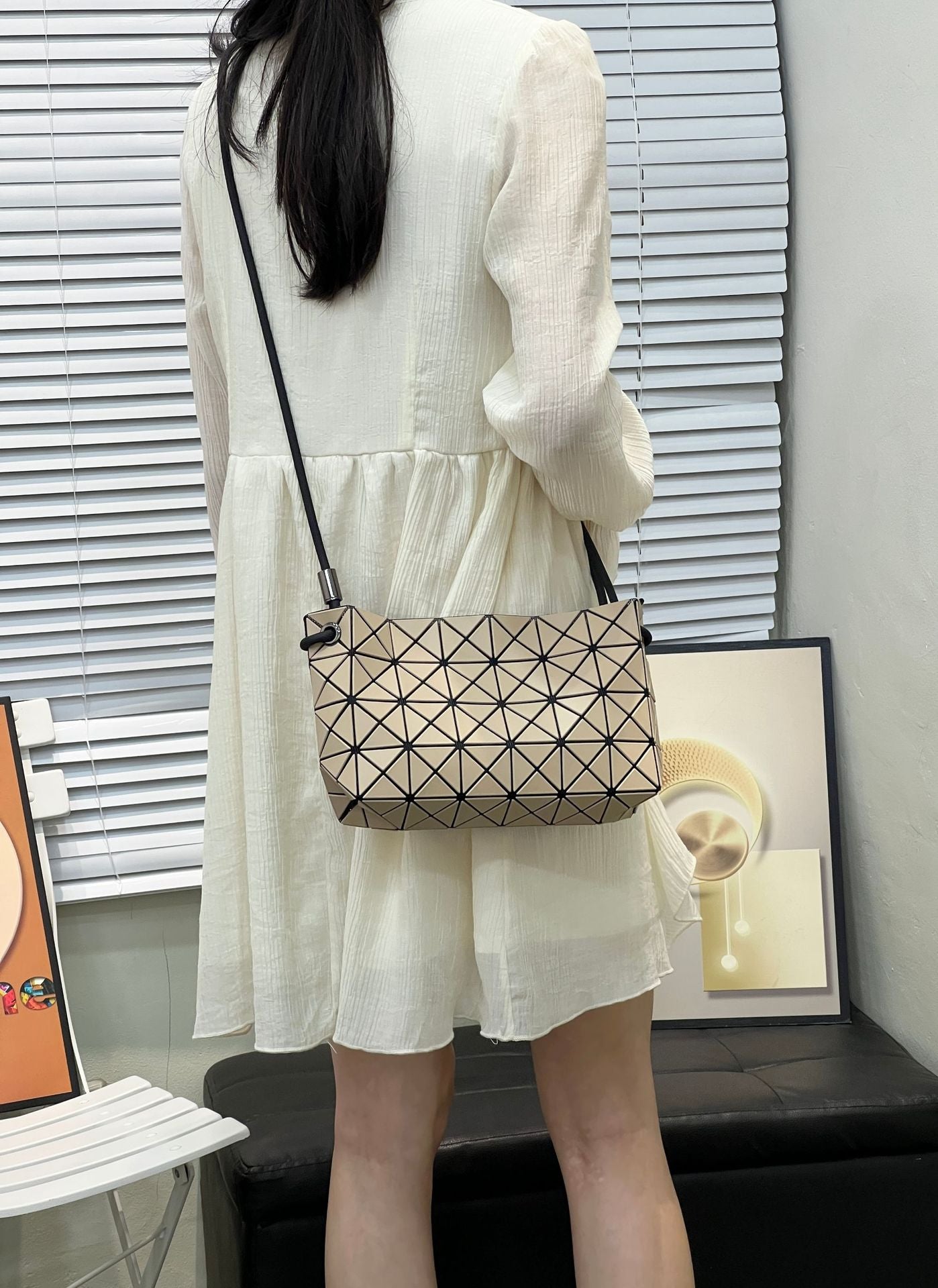 Women's Original Quality Geometric Pillow Drawstring Versatile Small Square Bags
